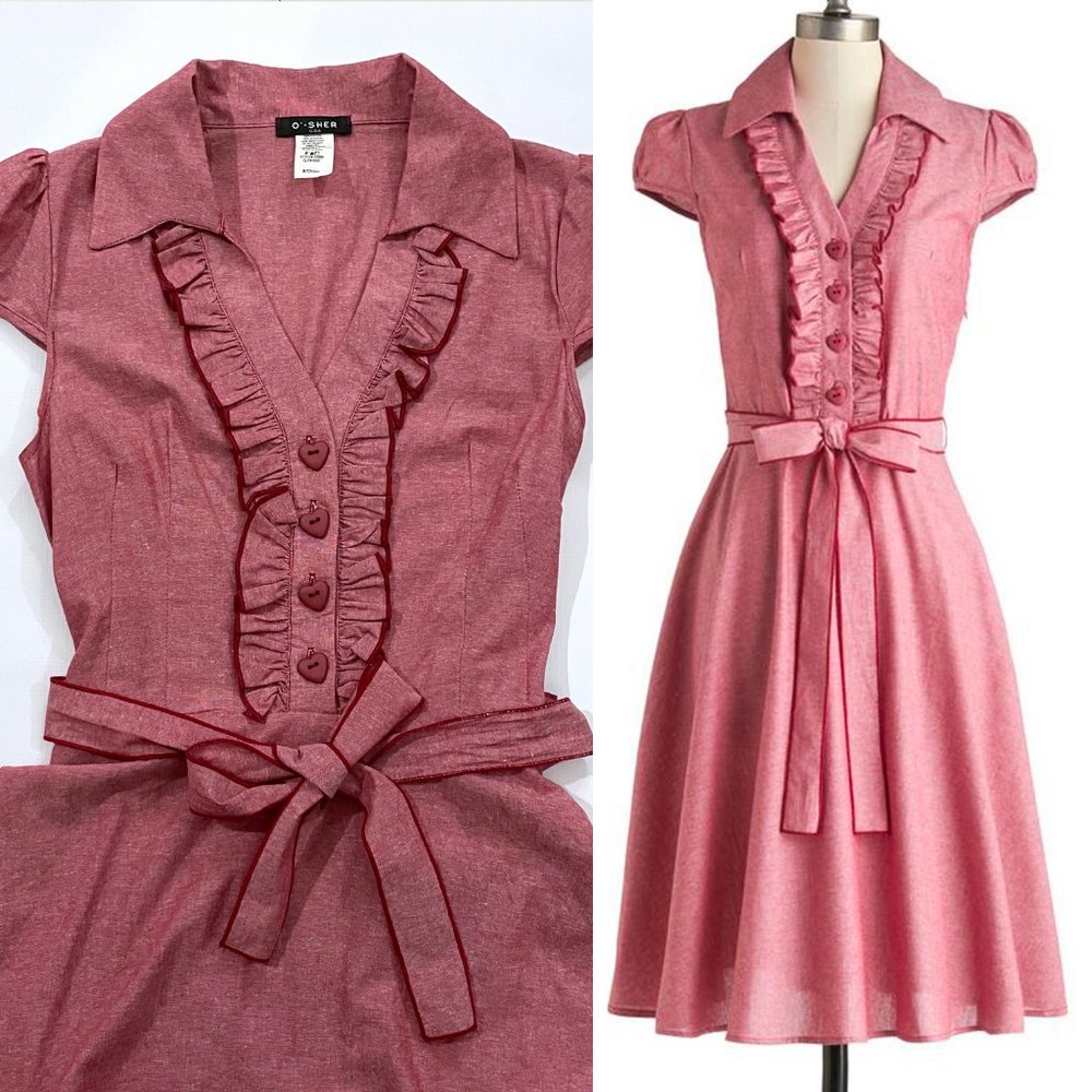 Modcloth retro swing dress - About the Artist, red, Small